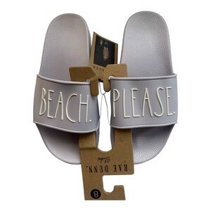 Rae Dunn Beach Please Slides Sandals Slip On Summer‎ Pool Lavender Size 8